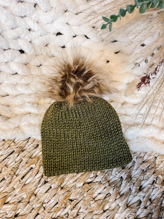 Moss Handmade Knit Beanie for 3-12month Babies