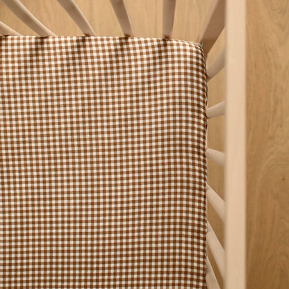 Crepe standard crib sheet - brown checks