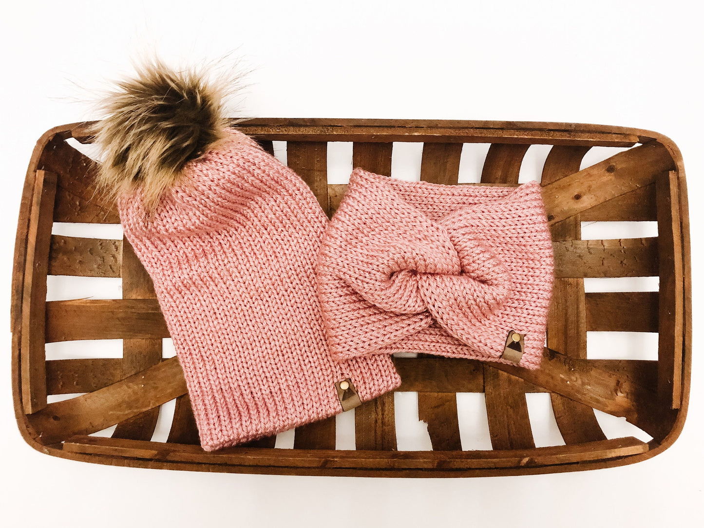Cozy Knit Toque with Detachable Faux Fur Pom Pom Fall and Winter Hat for Women Blush Pink Toque