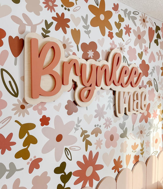 Personalized 3D Wooden Nursery Baby Name Sign – Custom Nursery Wall Decor