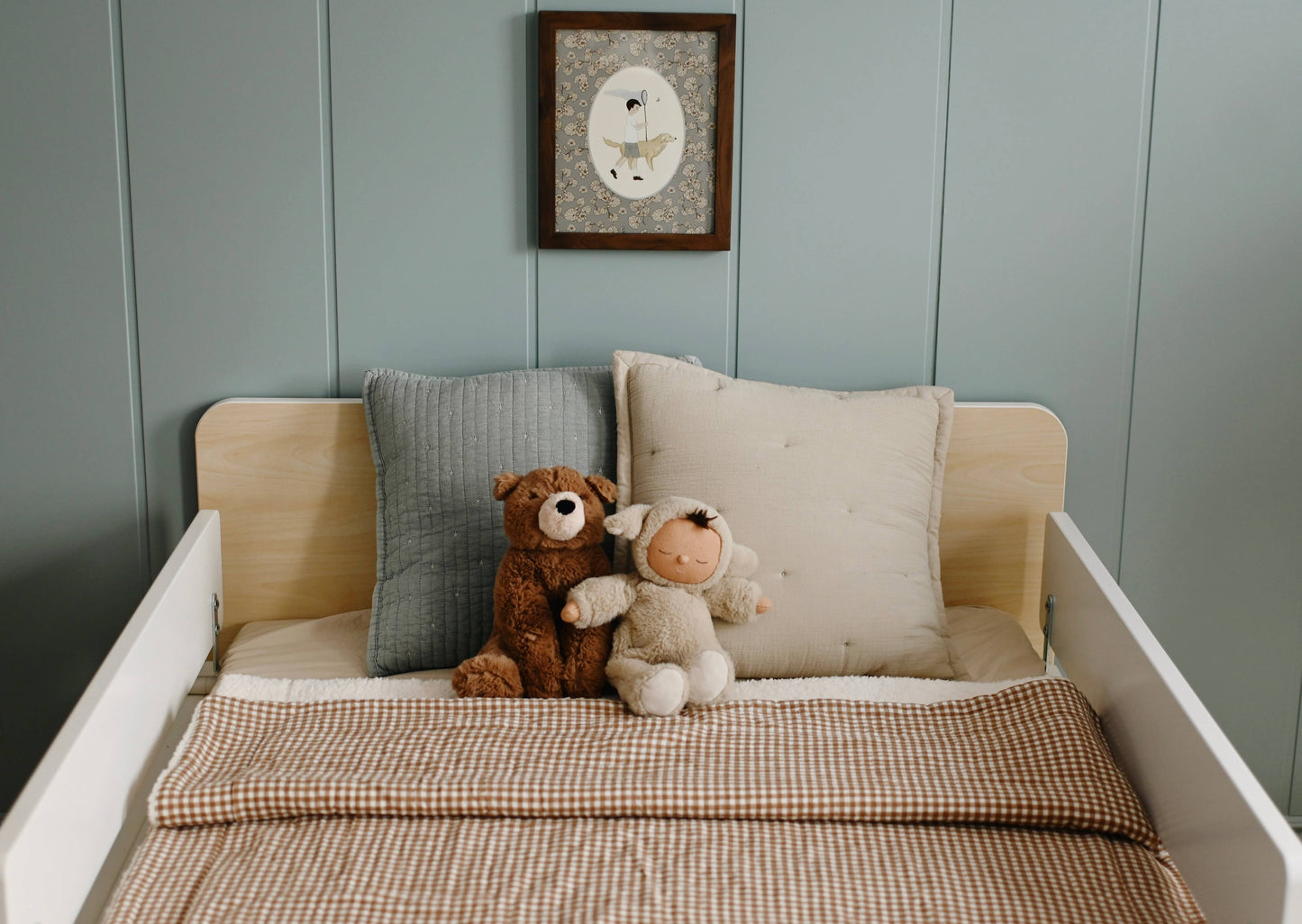 Couverture mousseline et sherpa - Vichy brown