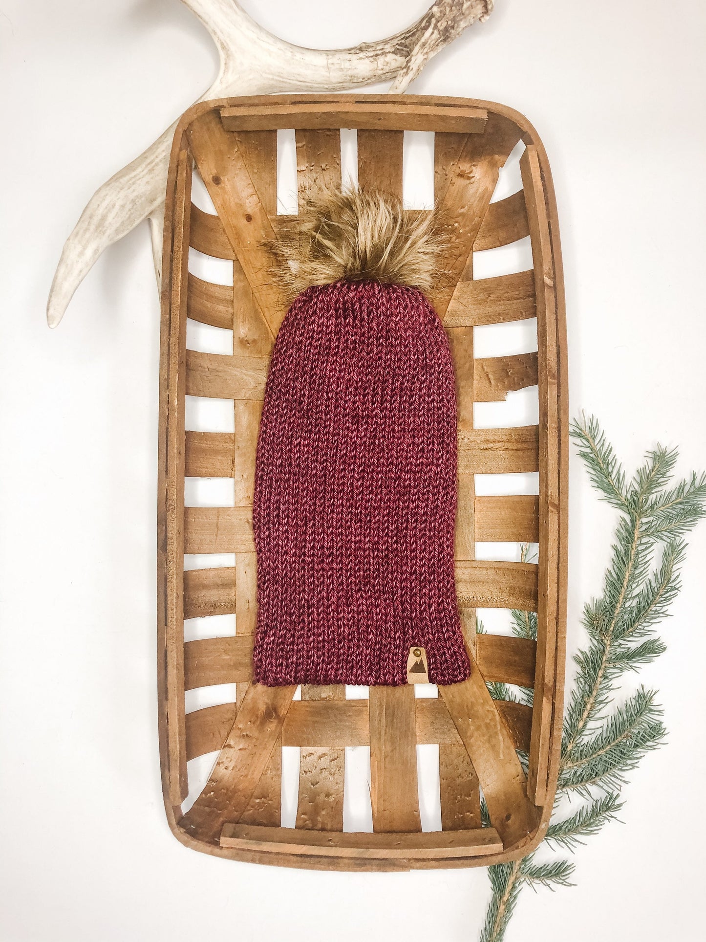 Cozy Knit Toque with Detachable Faux Fur Pom Pom Fall and Winter Hat for Women Burgundy Badlands Toque