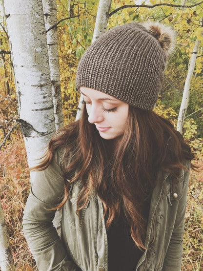 Cozy Knit Toque with Detachable Faux Fur Pom Pom Fall and Winter Hat for Women Cave Brown Toque