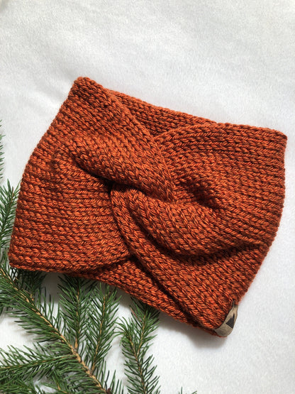 Knit Headband Womens Twisted Knit Headband Winter Headband for Girls Knit Ear Warmer for Women Rust Orange Fall Headband