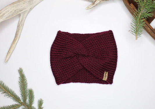 Knit Headband Womens Twisted Knit Headband Winter Headband for Girls Knit Ear Warmer for Women Burgundy Berry Fall Headband