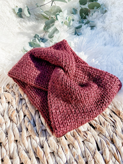Knit Headband Womens Twisted Knit Headband Winter Headband for Girls Knit Ear Warmer for Women Burgundy Badlands Fall Headband