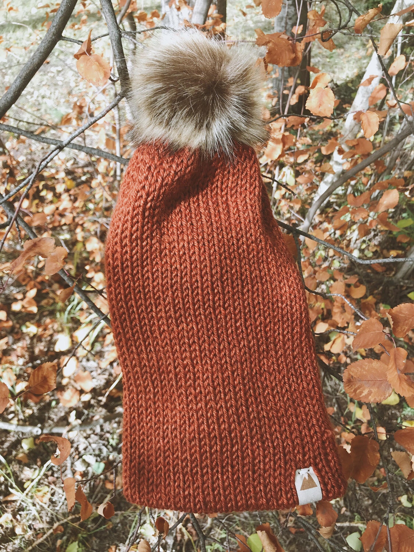 Cozy Knit Toque with Detachable Faux Fur Pom Pom Fall and Winter Hat for Women Rust Orange Toque