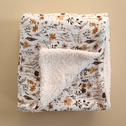 Muslin and Sherpa blanket - Wildflowers