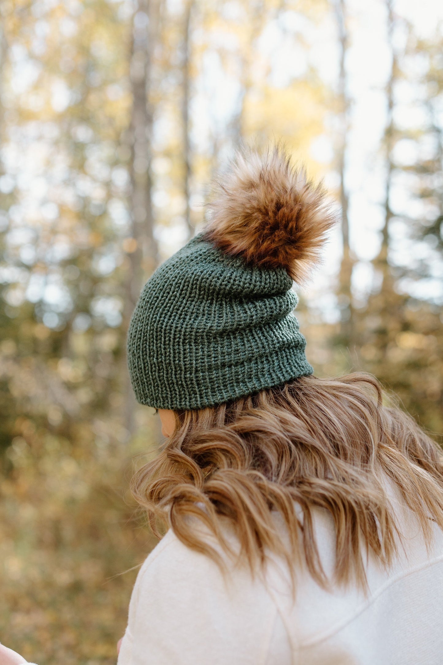 Cozy Knit Toque with Detachable Faux Fur Pom Pom Fall and Winter Hat for Women Rocky Mountain Green Toque