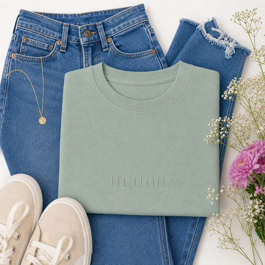 Vintage Wash Embroidered Mama Tee | Bay