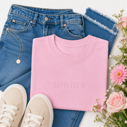 Vintage Wash Embroidered Mama Tee | Blossom