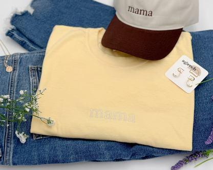Vintage Wash Embroidered Mama Tee | Butter