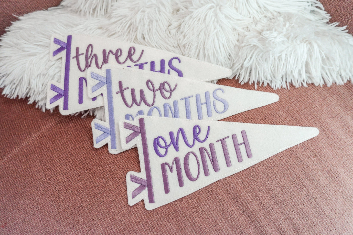 Shades of Purple Embroidered Felt Pennant Monthly Milestones