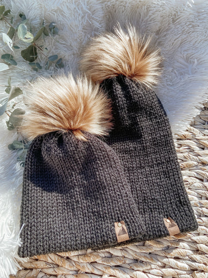 BLACK | Handmade | Knit | Beanie | Toddler