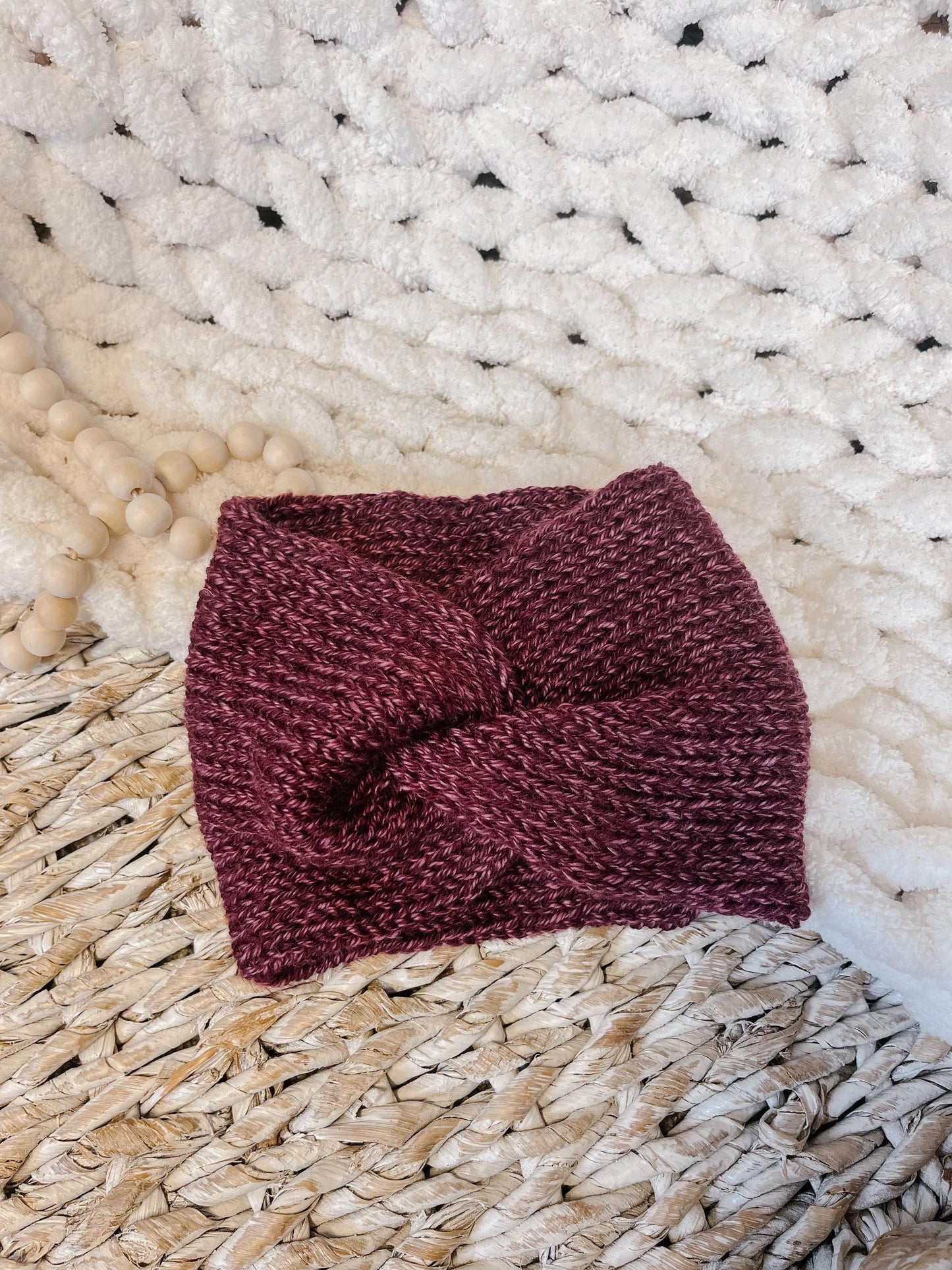 Knit Headband Womens Twisted Knit Headband Winter Headband for Girls Knit Ear Warmer for Women Burgundy Badlands Fall Headband