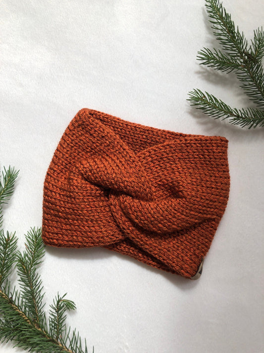 Knit Headband Womens Twisted Knit Headband Winter Headband for Girls Knit Ear Warmer for Women Rust Orange Fall Headband